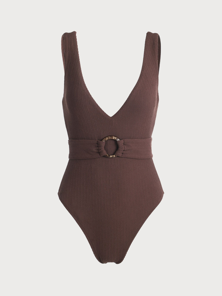 V Neck O-Ring One-Piece Swimsuit Sustainable One-Pieces - BERLOOK