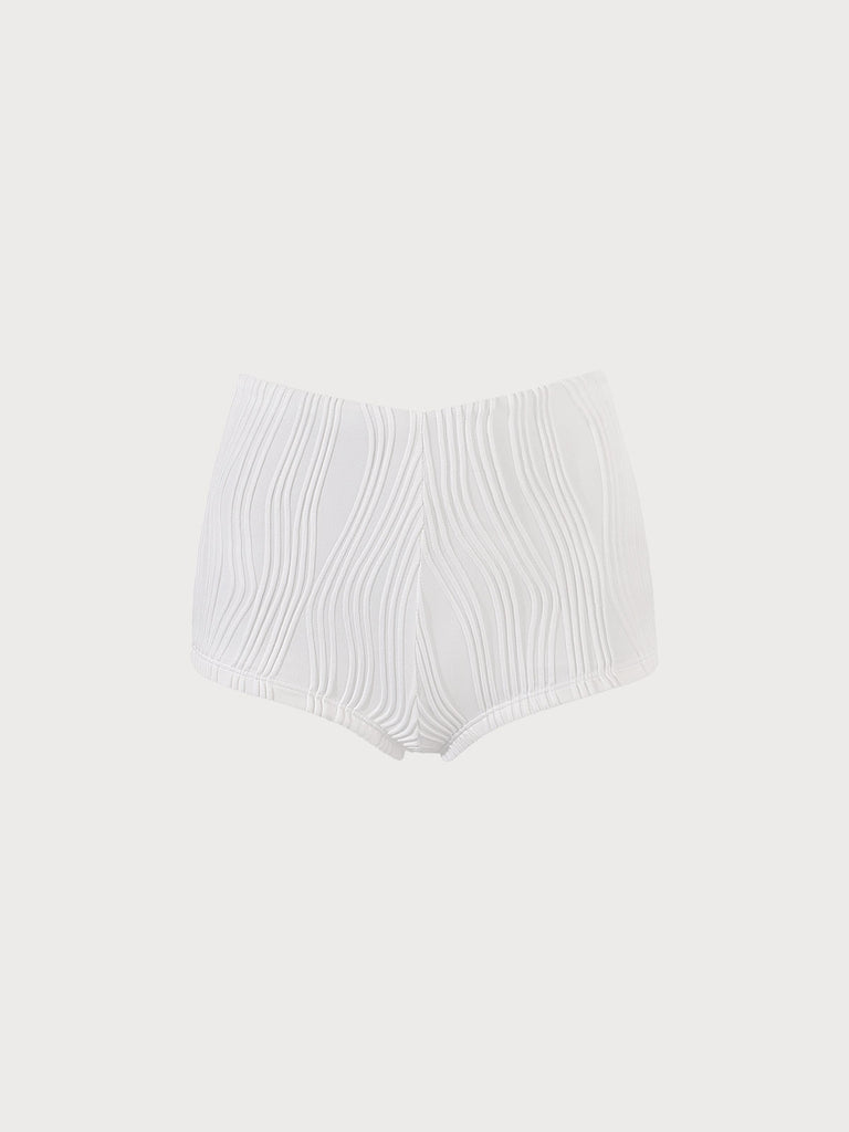 Water Ripple Coverage Bikini Bottom White Sustainable Bikinis - BERLOOK