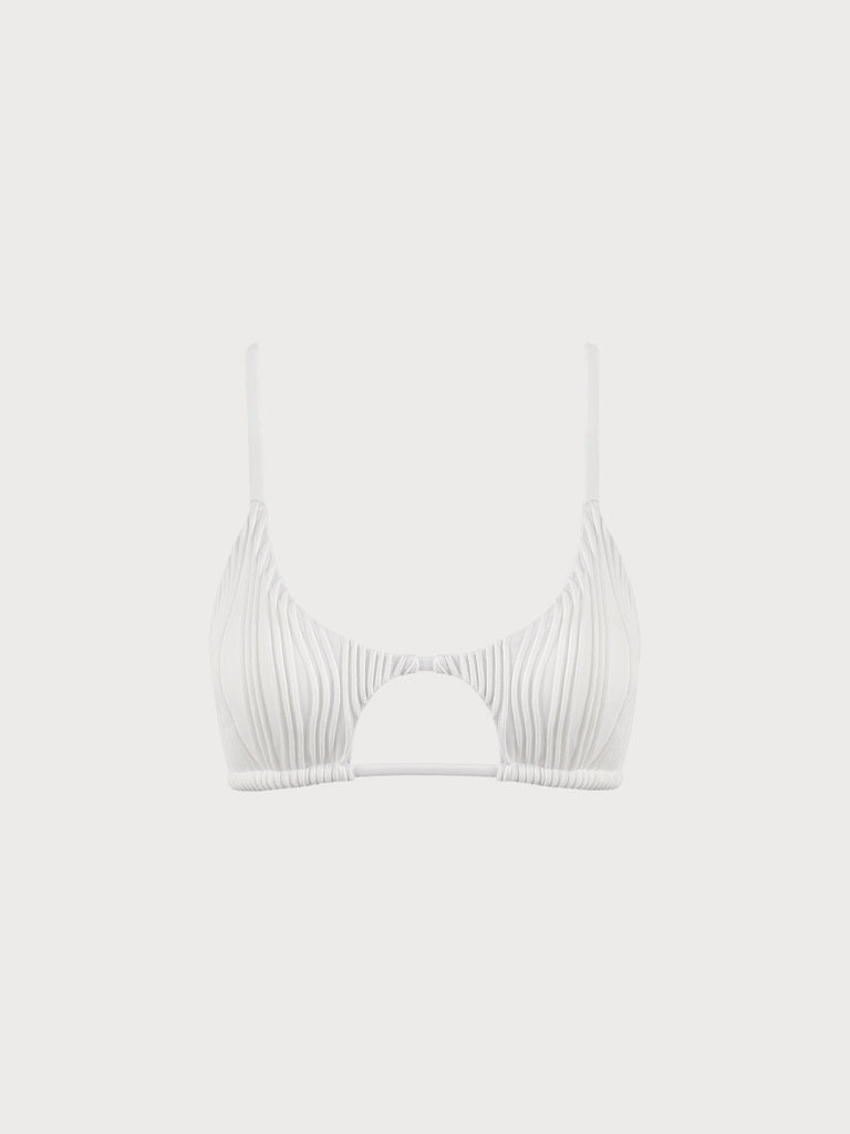 Water Ripple Cut-Out Bikini Top White Sustainable Bikinis - BERLOOK