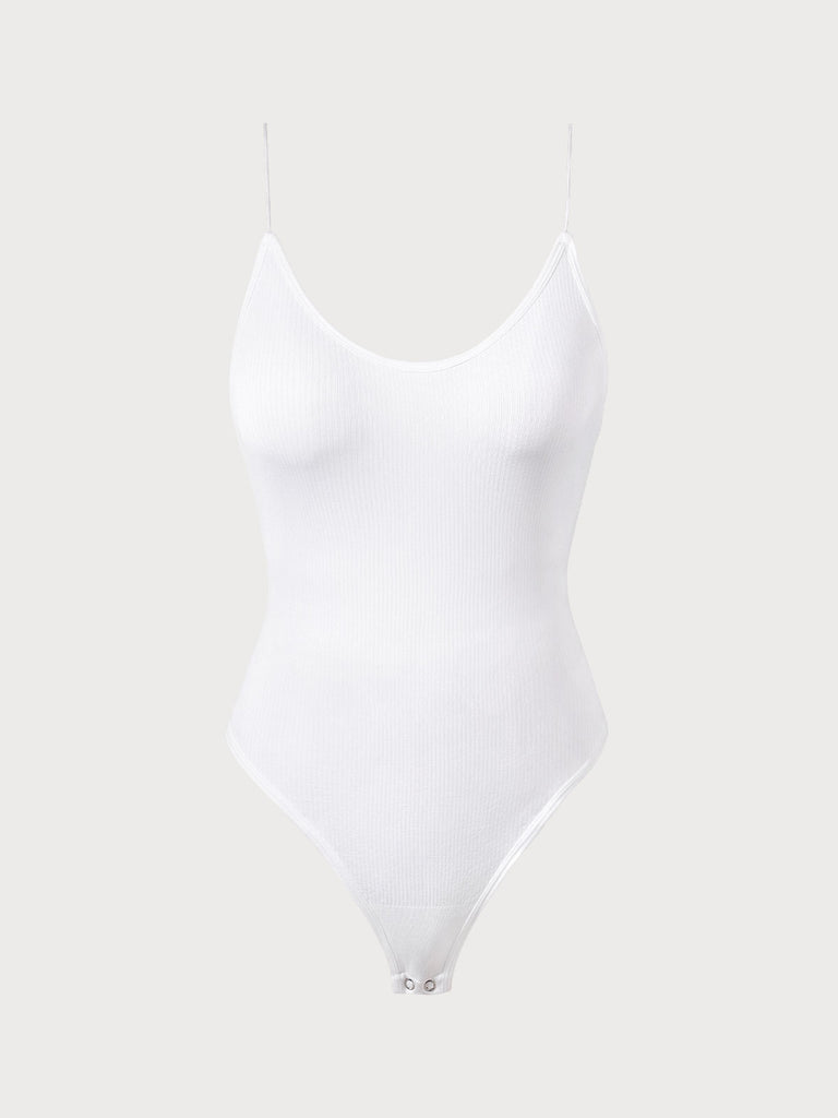 White Criss-Cross Backless Sleeveless Bodysuit Sustainable Bodysuits - BERLOOK