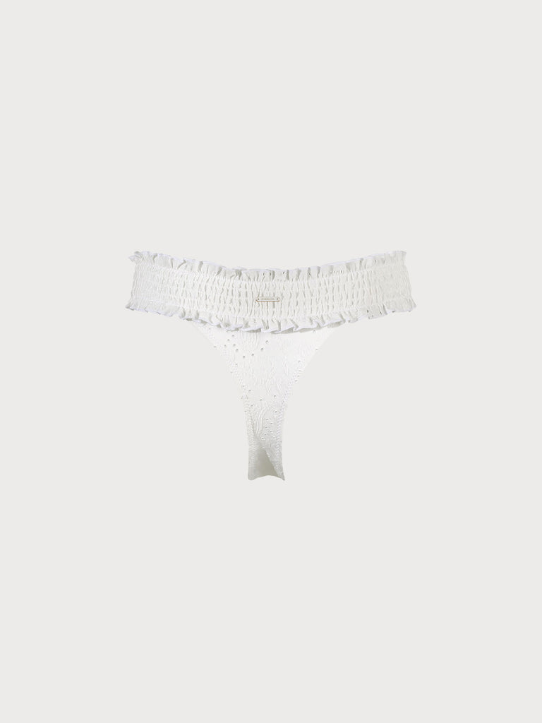 White Ruffle High Cut Bikini Bottom Sustainable Bikinis - BERLOOK