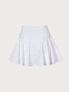 White Scallop Hem Skort Sustainable Yoga Bottoms - BERLOOK