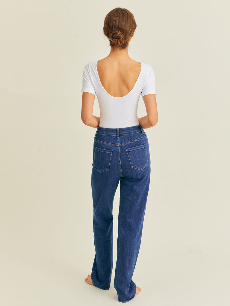 White U Neck Short Sleeves Bodysuit Sustainable Bodysuits - BERLOOK