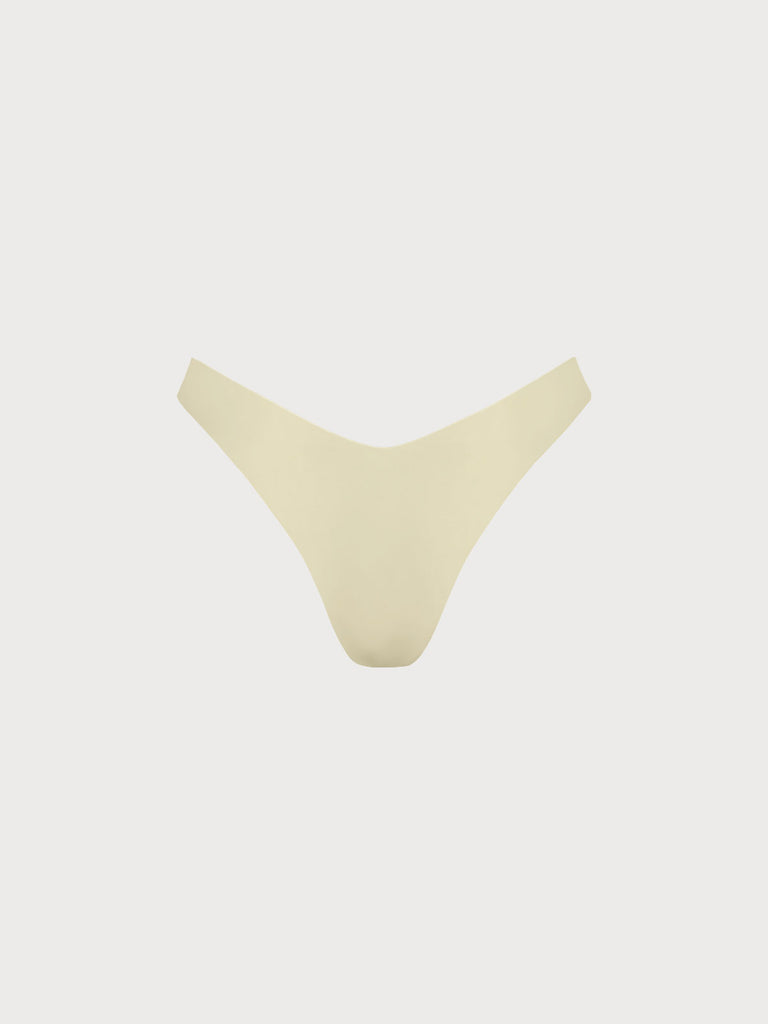 White V-Cut Textured Bikini Bottom Sustainable Bikinis - BERLOOK