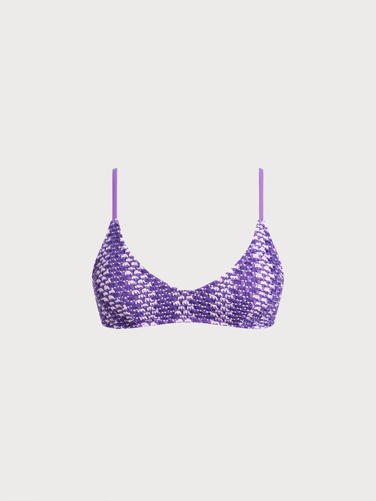 Women Knitted Acrylic Bikini Tops Purple Sustainable Bikinis - BERLOOK