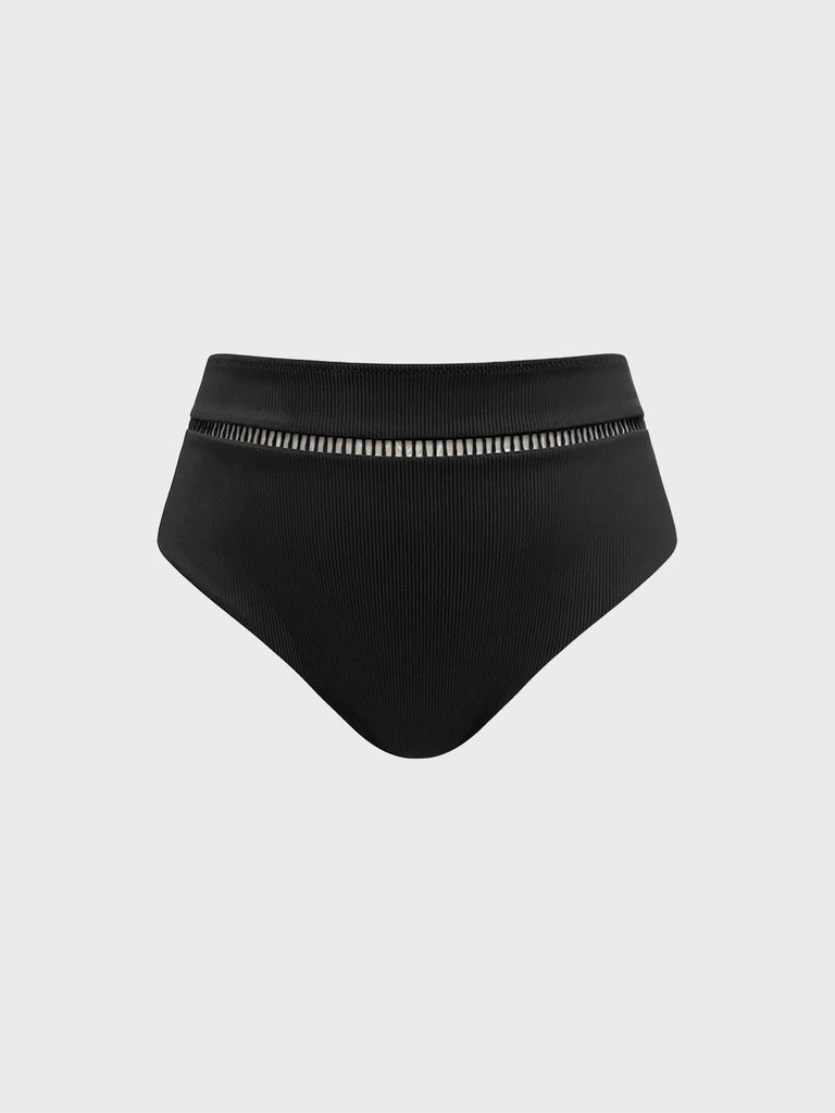 Women Knitted Nylon Bikini Bottoms Black Sustainable Plus Size Bikinis - BERLOOK