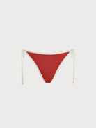 Women Knitted Nylon Bikini bottoms Brick Red Sustainable Bikinis - BERLOOK