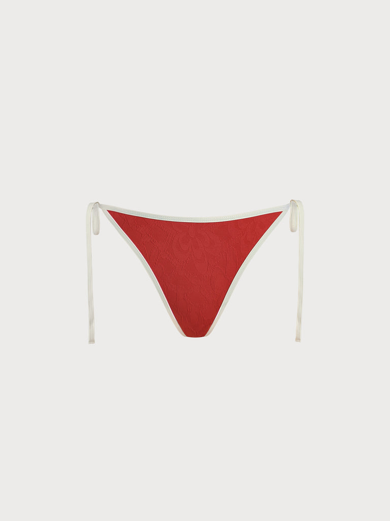 Women Knitted Nylon Bikini bottoms Brick Red Sustainable Bikinis - BERLOOK