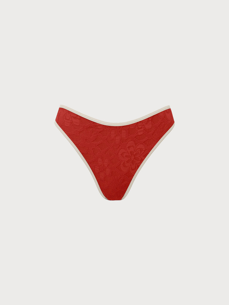Women Knitted Nylon Bikini bottoms Brick Red Sustainable Bikinis - BERLOOK