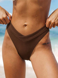 Women Knitted Nylon Bikini Bottoms Coffee Sustainable Bikinis - BERLOOK