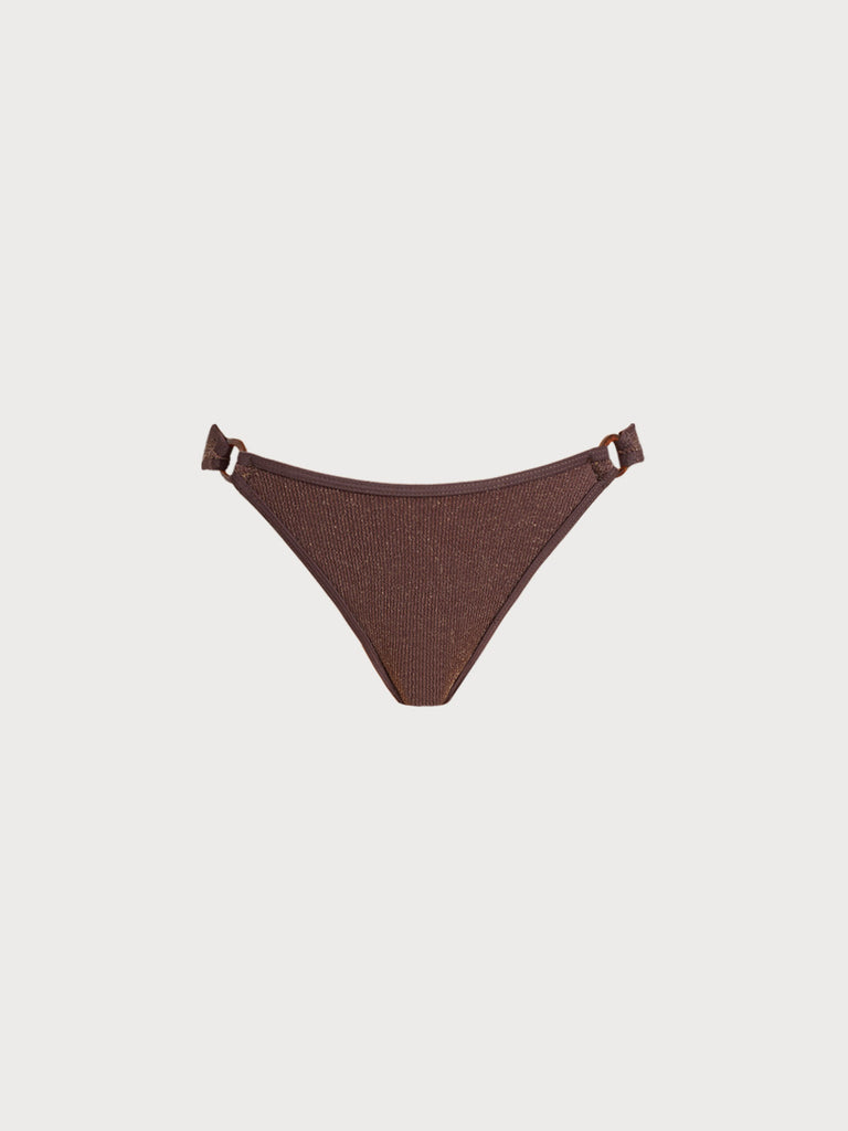 Women Knitted Nylon Bikini Bottoms Dark Coffee Sustainable Bikinis - BERLOOK