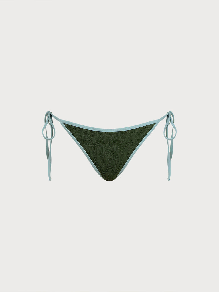 Women Knitted Nylon Bikini Bottoms Dark Green Sustainable Bikinis - BERLOOK