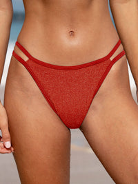 Women Knitted Nylon Bikini Bottoms Red Sustainable Bikinis - BERLOOK