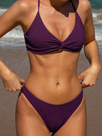 Dark Purple Twist X-Cross Bikini Top