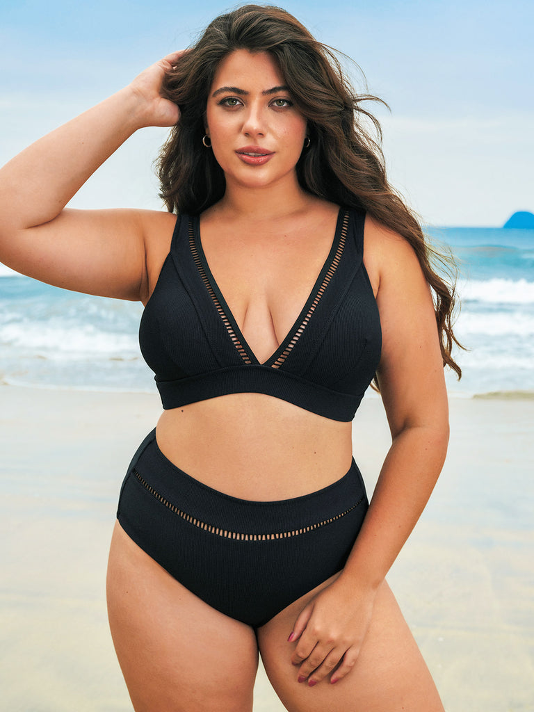 Women Knitted Nylon Bikini Bottoms Sustainable Plus Size Bikinis - BERLOOK