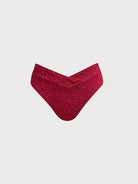 Women Knitted Nylon Bikini Bottoms Wine Red Sustainable Bikinis - BERLOOK