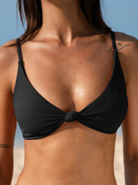 Women Knitted Nylon Bikini Tops Black Sustainable Bikinis - BERLOOK