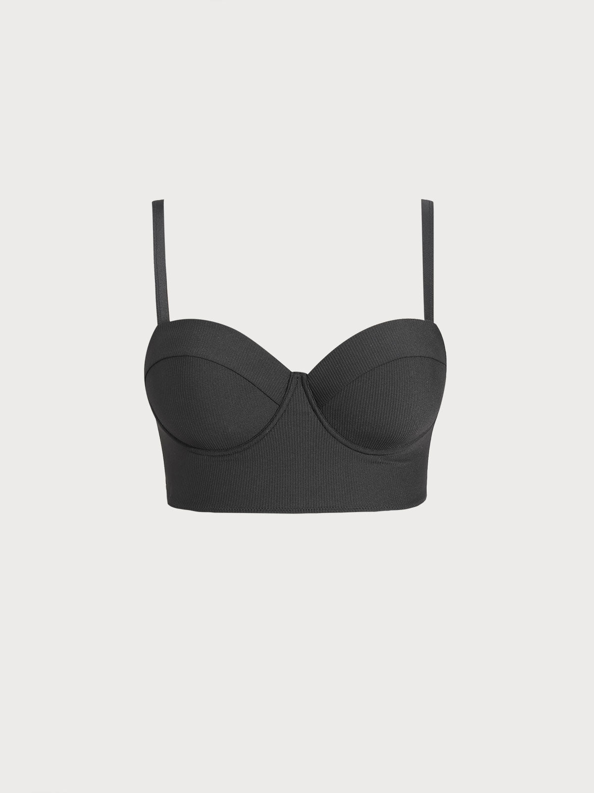 Women Knitted Nylon Bikini Tops Black Sustainable Plus Size Bikinis - BERLOOK