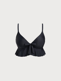 Women Knitted Nylon Bikini Tops Black Sustainable Plus Size Bikinis - BERLOOK