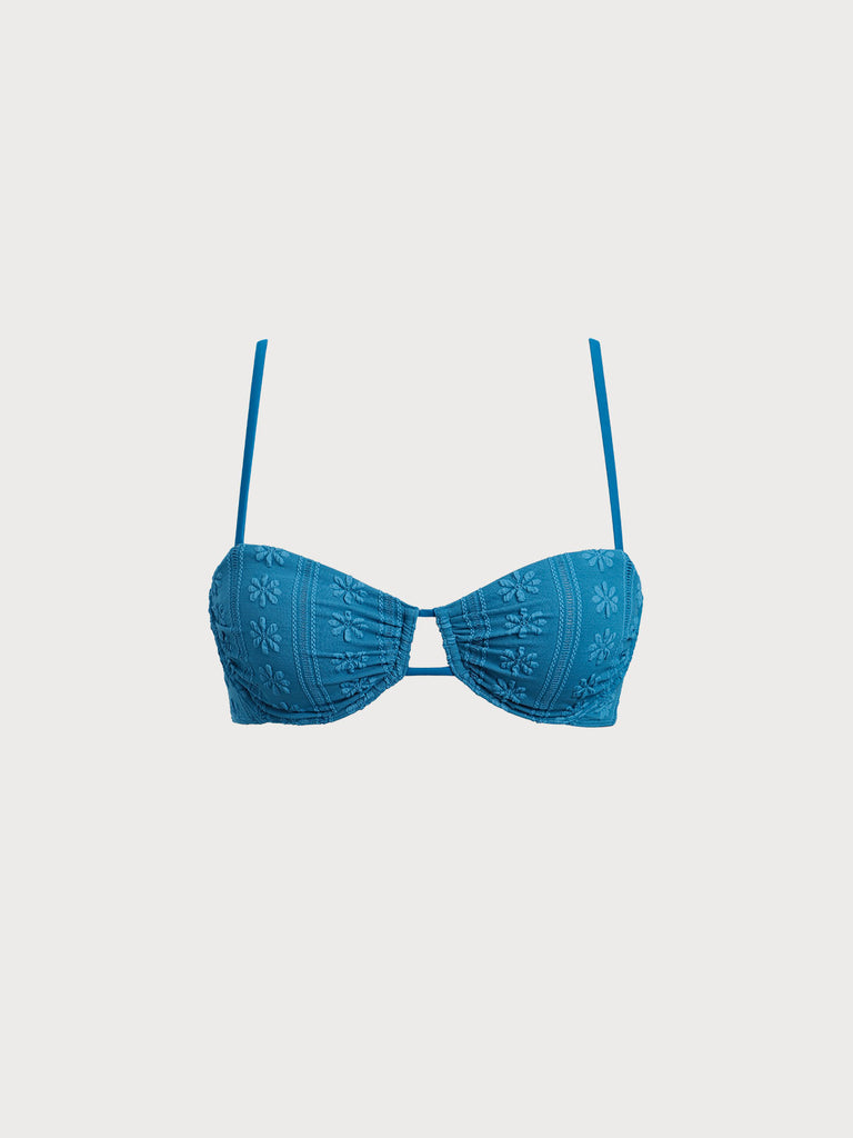 Women Knitted Nylon Bikini Tops Blue Sustainable Bikinis - BERLOOK