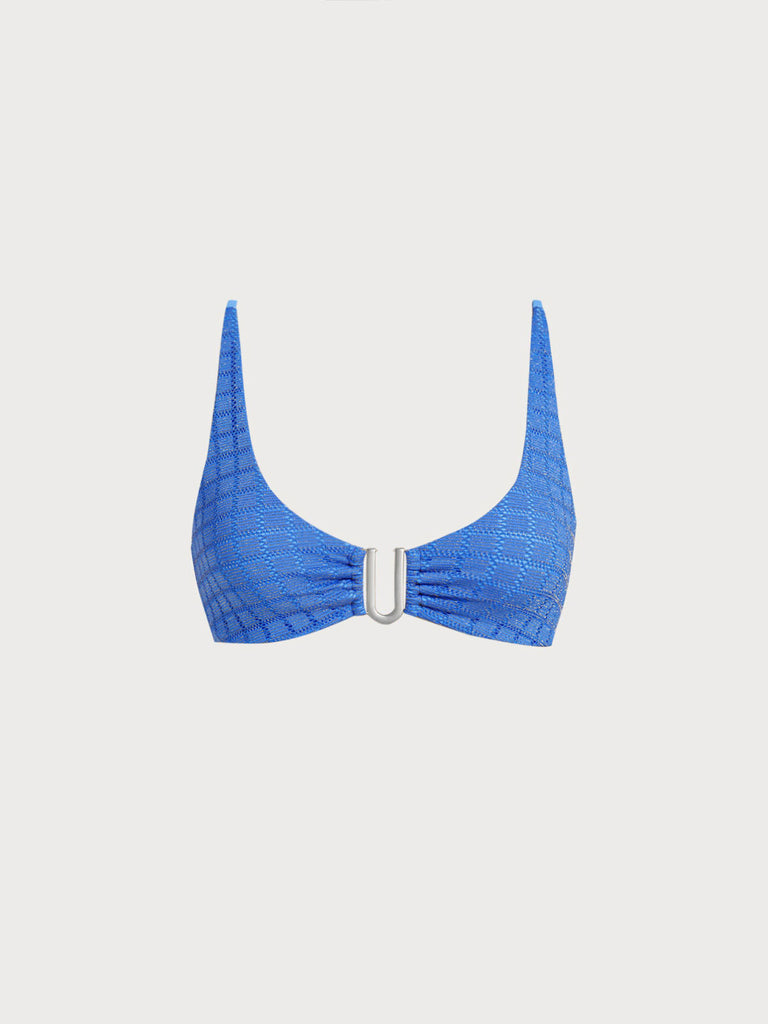 Women Knitted Nylon Bikini Tops Blue Sustainable Bikinis - BERLOOK