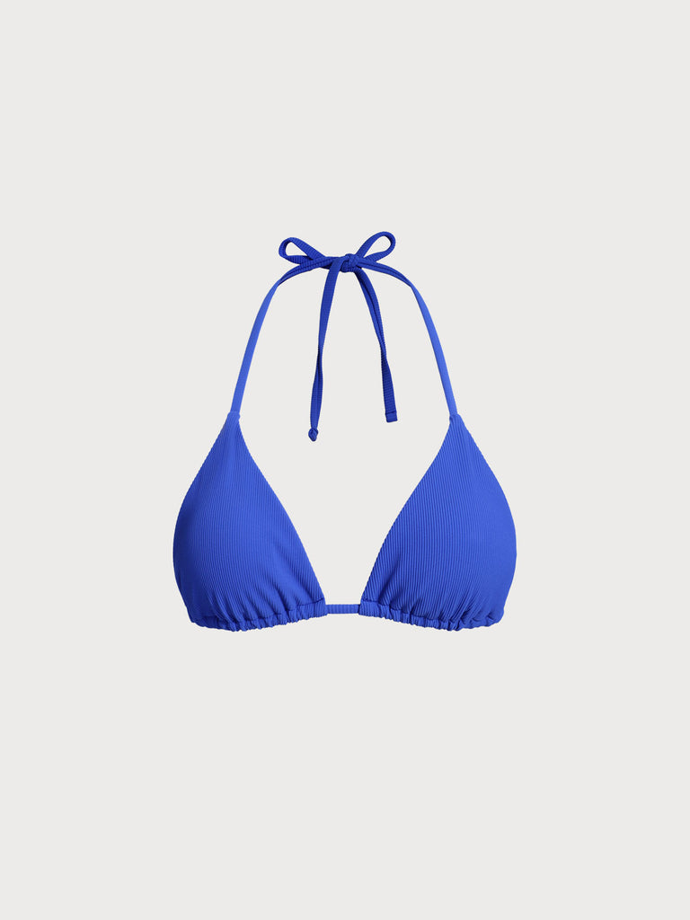 Women Knitted Nylon Bikini Tops Blue Sustainable Bikinis - BERLOOK