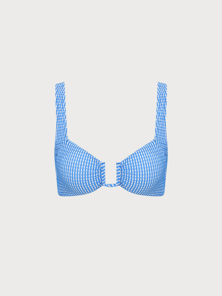 Women Knitted Nylon Bikini Tops Blue Sustainable Bikinis - BERLOOK