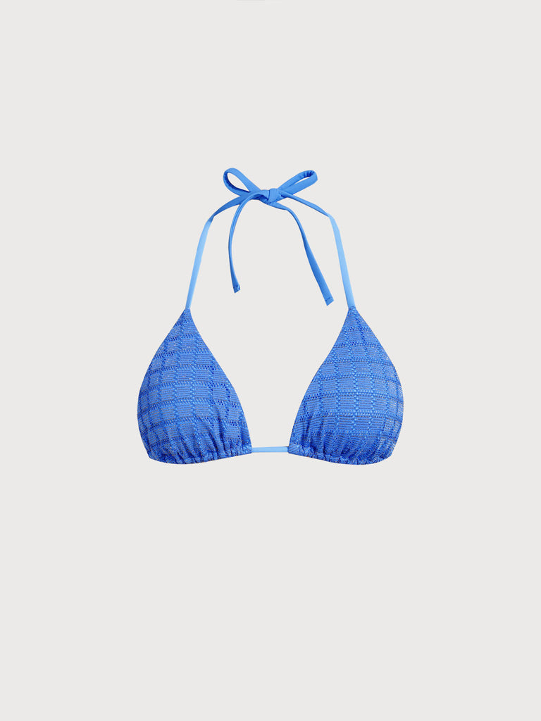 Women Knitted Nylon Bikini Tops Blue Sustainable Bikinis - BERLOOK