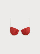 Women Knitted Nylon Bikini Tops Brick Red Sustainable Bikinis - BERLOOK