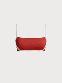Women Knitted Nylon Bikini Tops Brick Red Sustainable Bikinis - BERLOOK