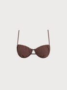 Women Knitted Nylon Bikini Tops Dark Coffee Sustainable Bikinis - BERLOOK