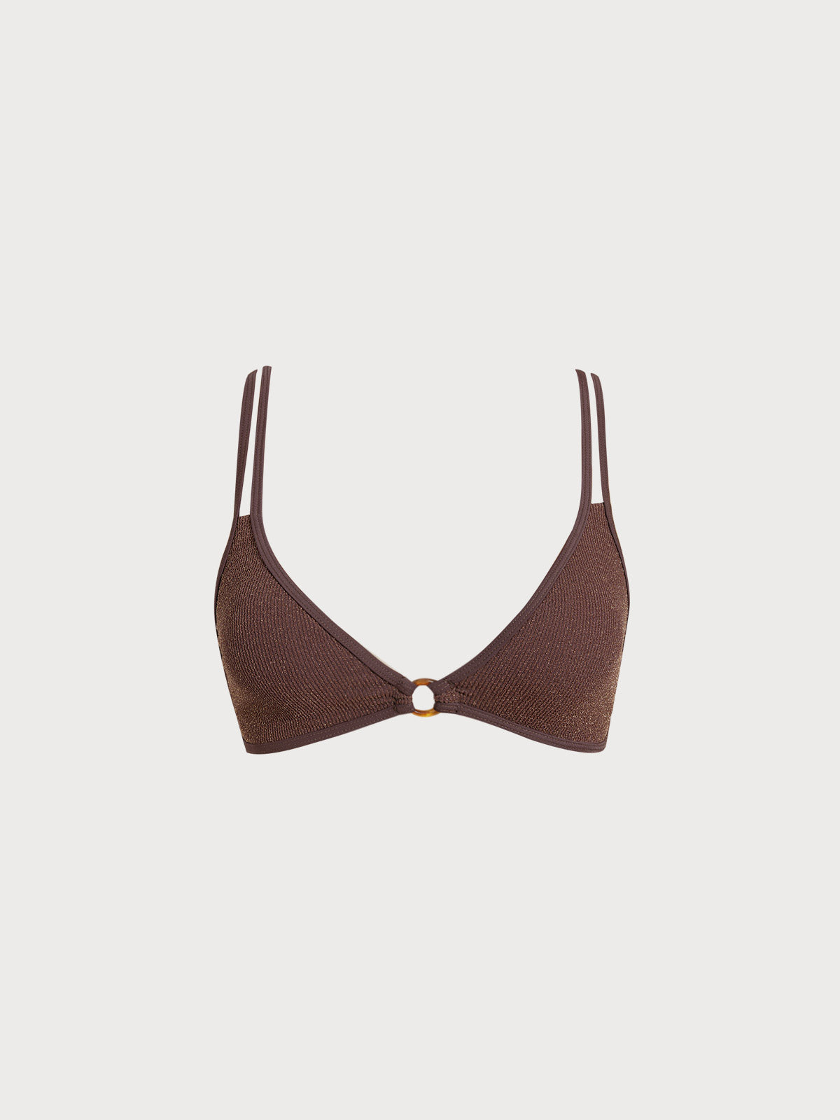 Women Knitted Nylon Bikini Tops Dark Coffee Sustainable Bikinis - BERLOOK