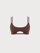 Women Knitted Nylon Bikini Tops Dark Coffee Sustainable Bikinis - BERLOOK