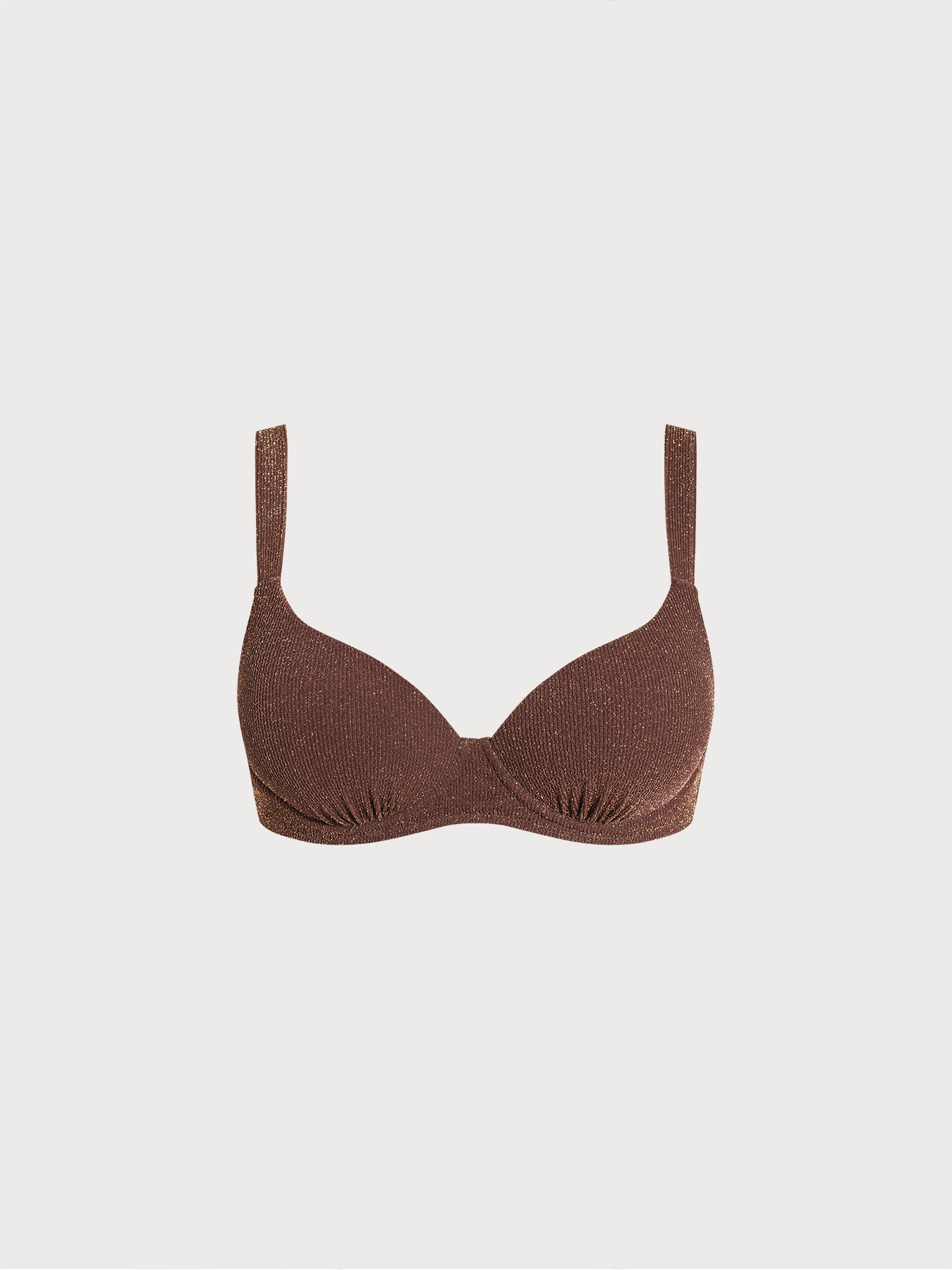 Women Knitted Nylon Bikini Tops Dark Coffee Sustainable Bikinis - BERLOOK