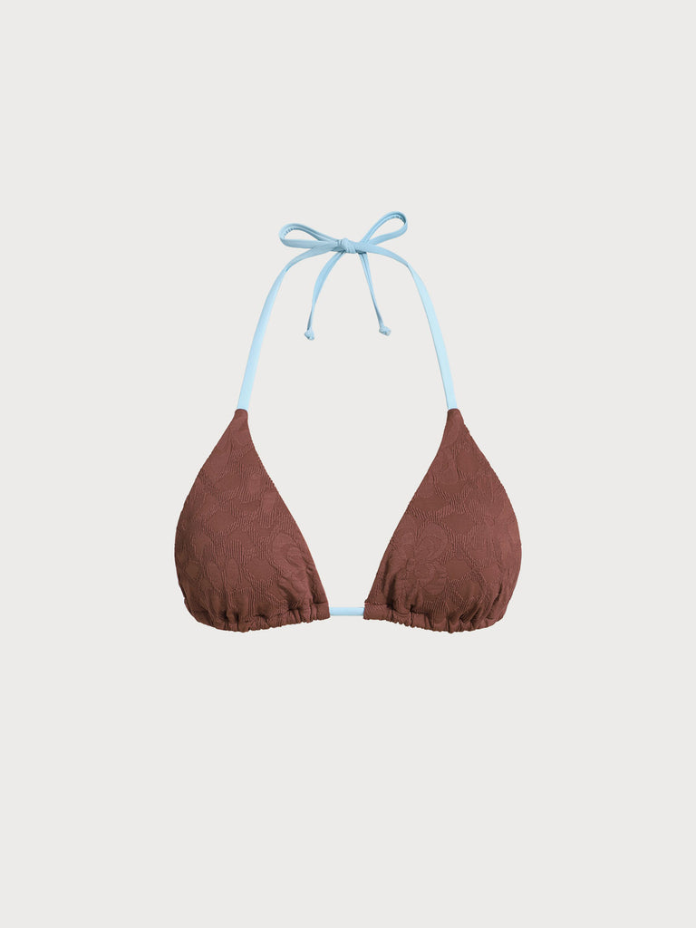 Women Knitted Nylon Bikini Tops Dark Coffee Sustainable Bikinis - BERLOOK