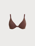 Women Knitted Nylon Bikini Tops Dark Coffee Sustainable Plus Size Bikinis - BERLOOK