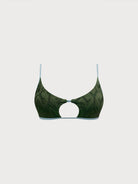 Women Knitted Nylon Bikini Tops Dark Green Sustainable Bikinis - BERLOOK