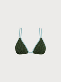 Women Knitted Nylon Bikini Tops Dark Green Sustainable Bikinis - BERLOOK