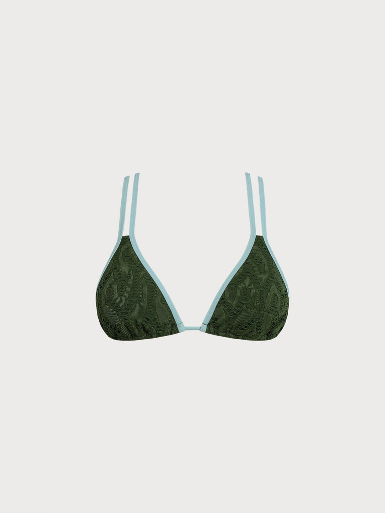 Women Knitted Nylon Bikini Tops Dark Green Sustainable Bikinis - BERLOOK