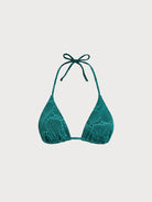 Women Knitted Nylon Bikini Tops Dark Green Sustainable Bikinis - BERLOOK