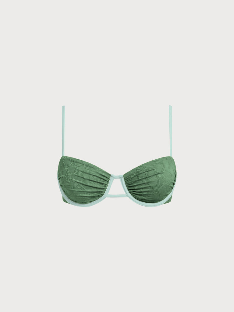 Women Knitted Nylon Bikini Tops Dark Green Sustainable Bikinis - BERLOOK