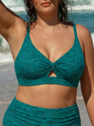 Women Knitted Nylon Bikini Tops Dark Green Sustainable Plus Size Bikinis - BERLOOK