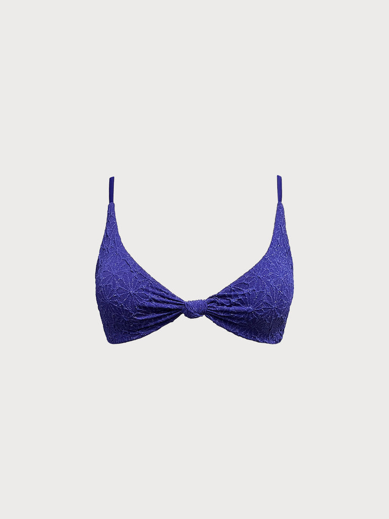 Women Knitted Nylon Bikini Tops Navy Sustainable Bikinis - BERLOOK