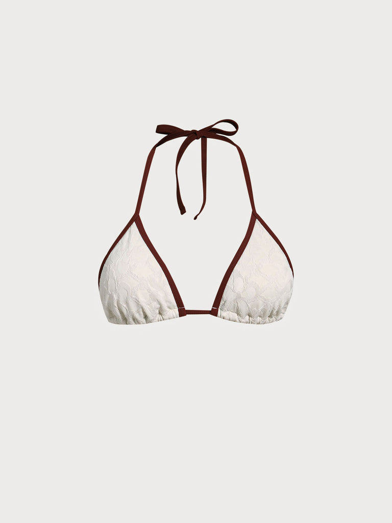 Women Knitted Nylon Bikini Tops Off White Sustainable Bikinis - BERLOOK