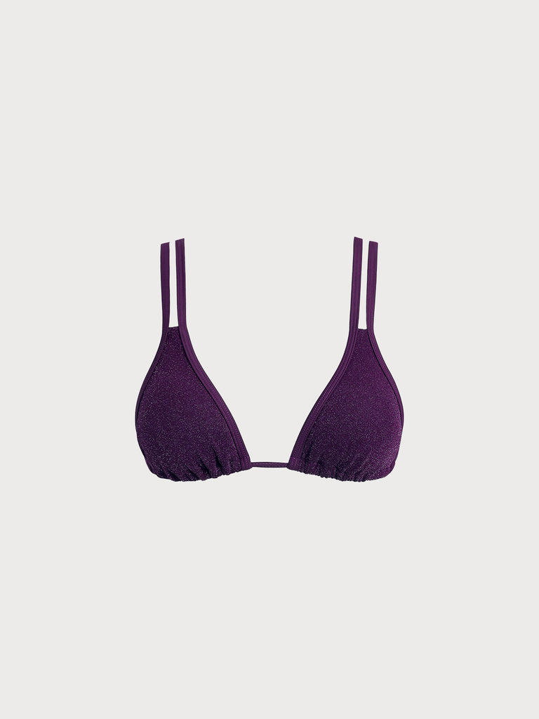 Women Knitted Nylon Bikini Tops Purple Sustainable Bikinis - BERLOOK