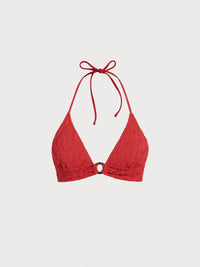 Women Knitted Nylon Bikini Tops Red Sustainable Bikinis - BERLOOK