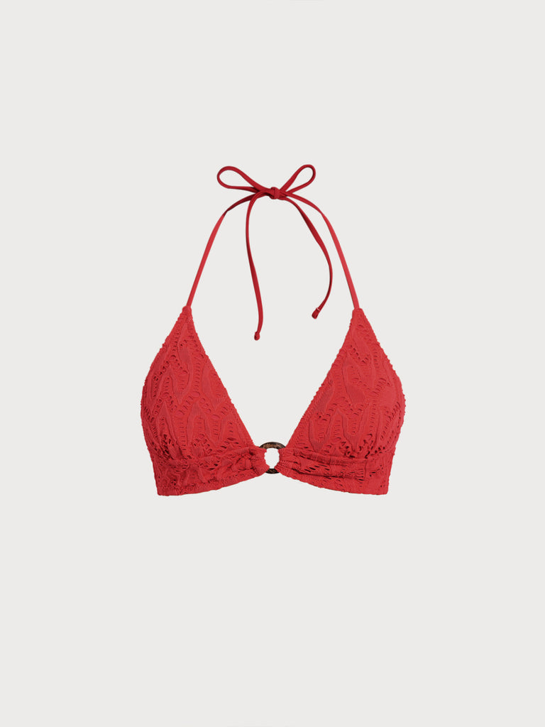 Women Knitted Nylon Bikini Tops Red Sustainable Bikinis - BERLOOK
