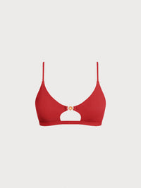 Women Knitted Nylon  Bikini Tops Red Sustainable Bikinis - BERLOOK