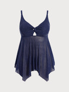 Women Knitted Nylon Bikini Tops Tankini Tops Blue Sustainable Plus Size Tankinis - BERLOOK