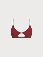 Women Knitted Nylon  Bikini Tops Wine Red Sustainable Bikinis - BERLOOK